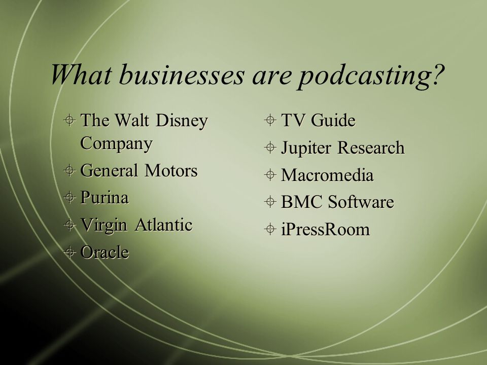 What businesses are podcasting.
