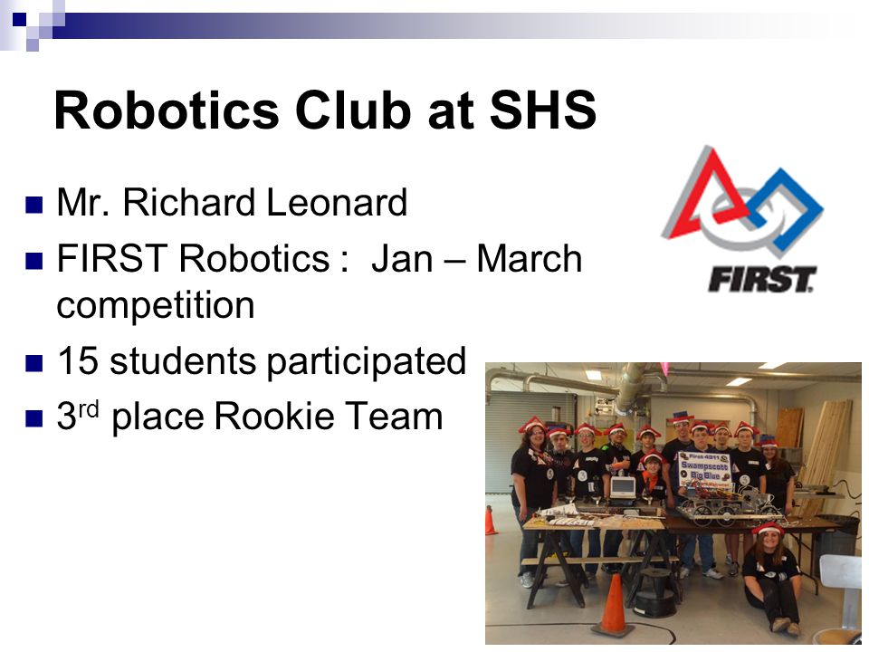 Robotics Club at SHS Mr.
