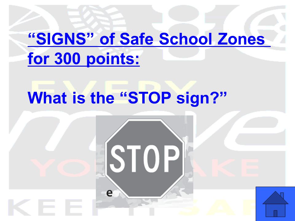 SIGNS of Safe School Zones for 300 points: What is the STOP sign