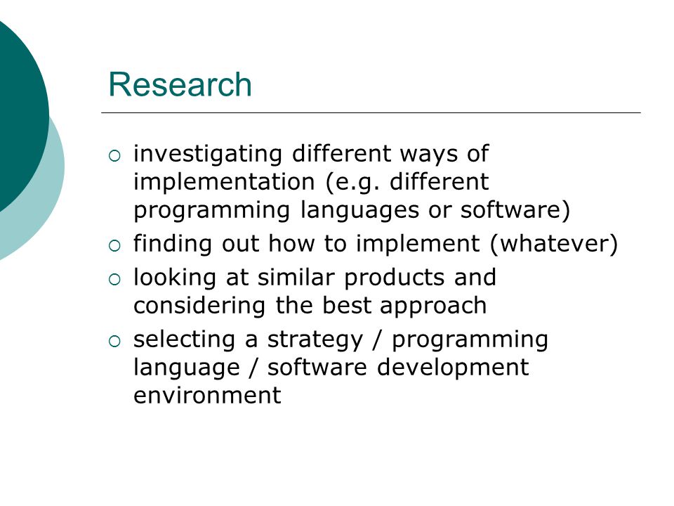 Research  investigating different ways of implementation (e.g.