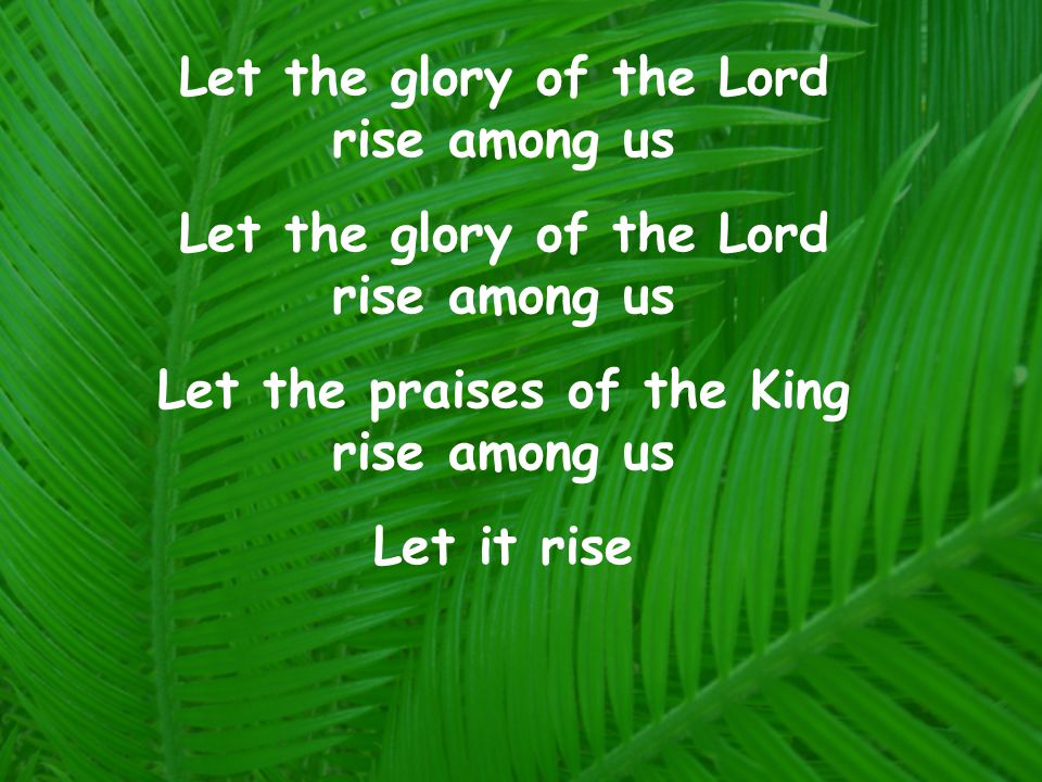 Let the glory of the Lord rise among us Let the praises of the King rise among us Let it rise