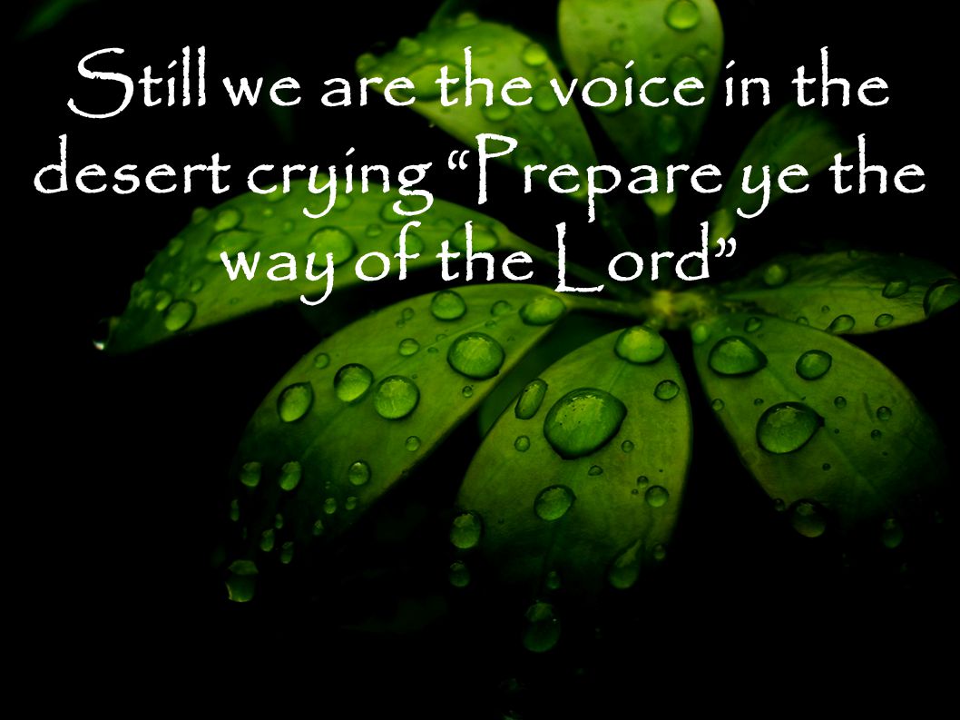 Still we are the voice in the desert crying Prepare ye the way of the Lord