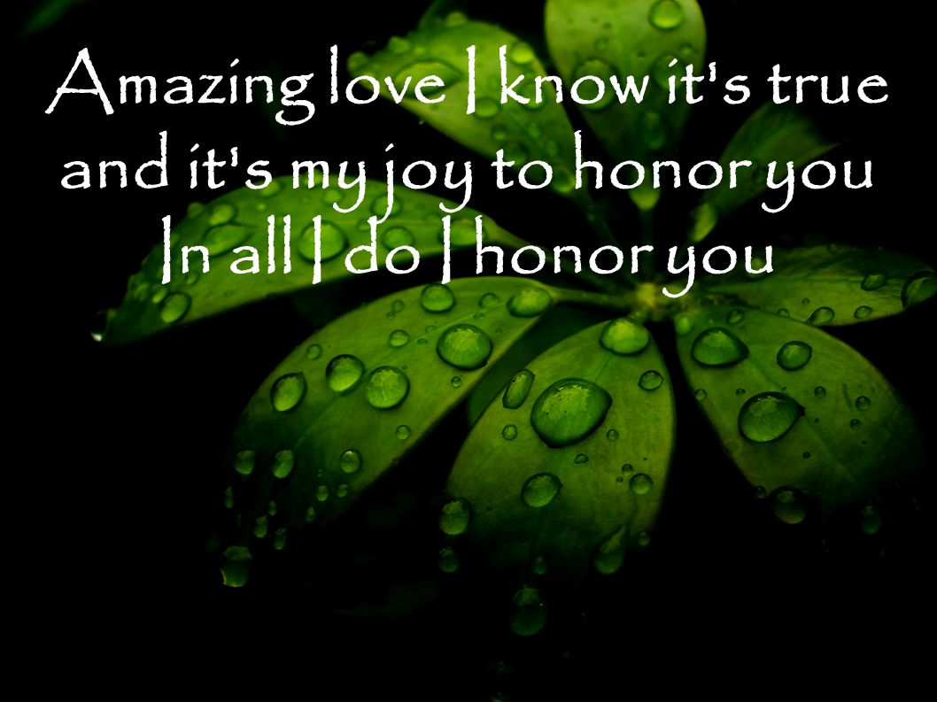 Amazing love I know it s true and it s my joy to honor you In all I do I honor you