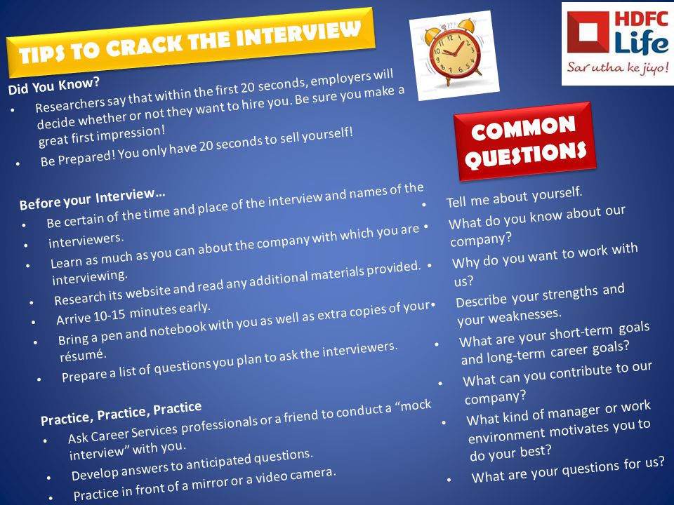 TIPS TO CRACK THE INTERVIEW Did You Know.