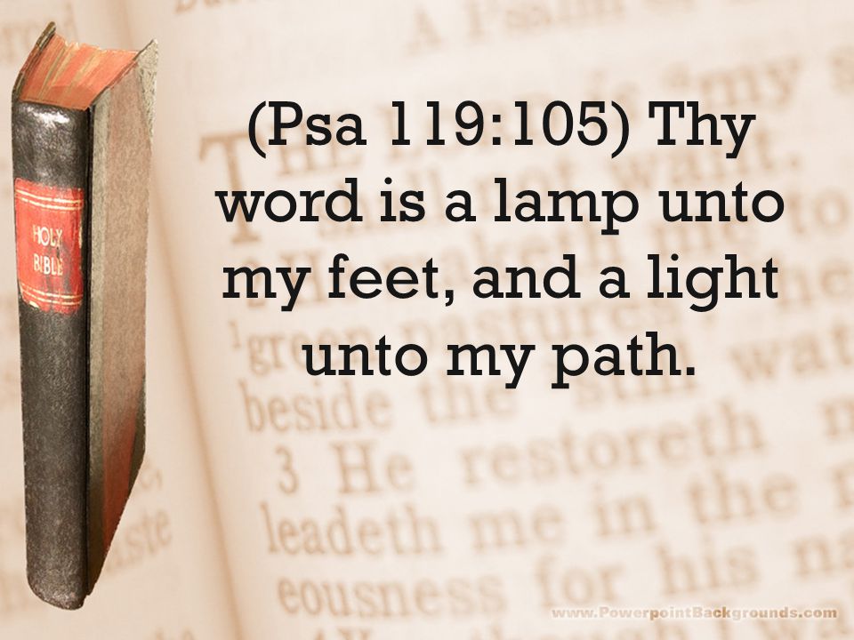 (Psa 119:105) Thy word is a lamp unto my feet, and a light unto my path.