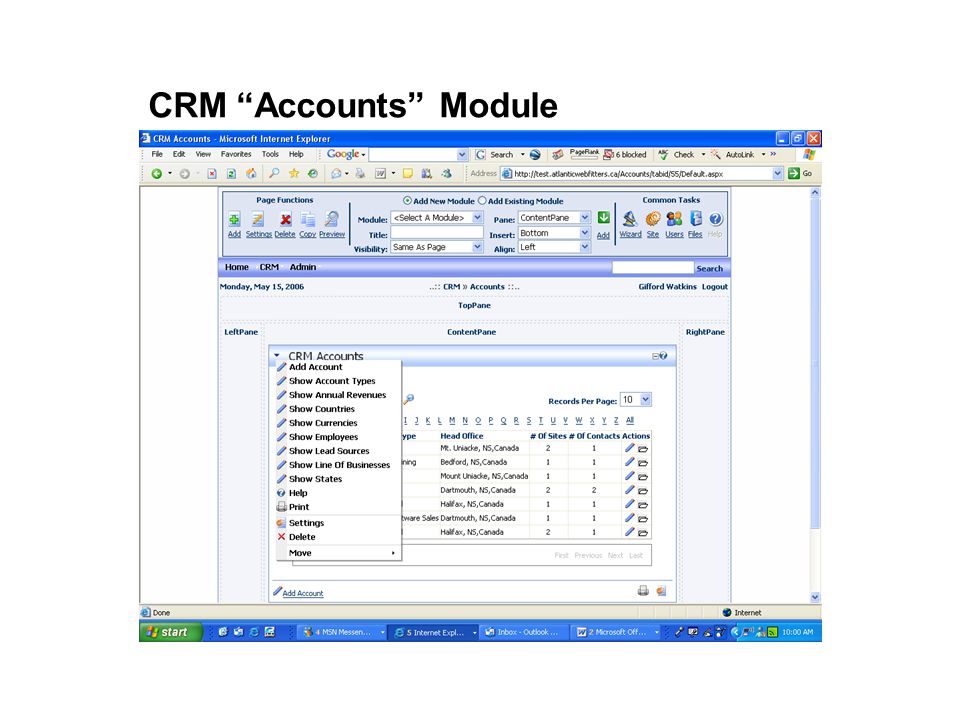 CRM Accounts Module