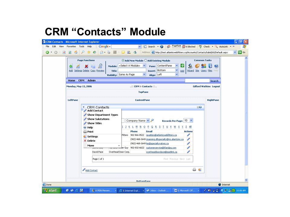 CRM Contacts Module