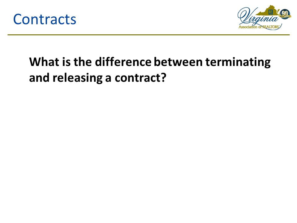 Contracts What is the difference between terminating and releasing a contract
