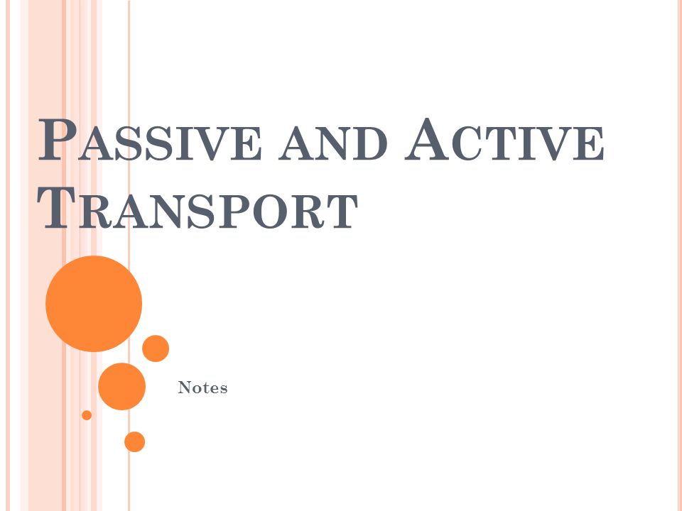 P ASSIVE AND A CTIVE T RANSPORT Notes. D EMO WITH AIR FRESHENER How do you think the scent reached your nose? Was the aroma... 