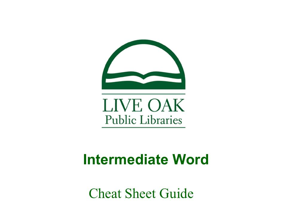 Intermediate Word Cheat Sheet Guide