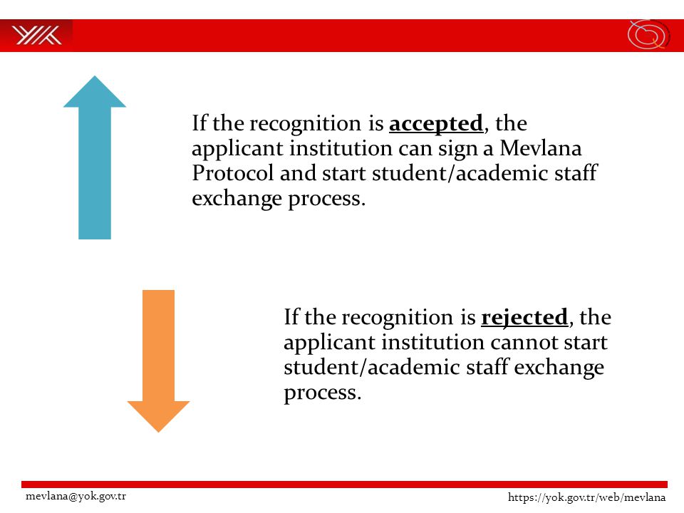 If the recognition is accepted, the applicant institution can sign a Mevlana Protocol and start student/academic staff exchange process.