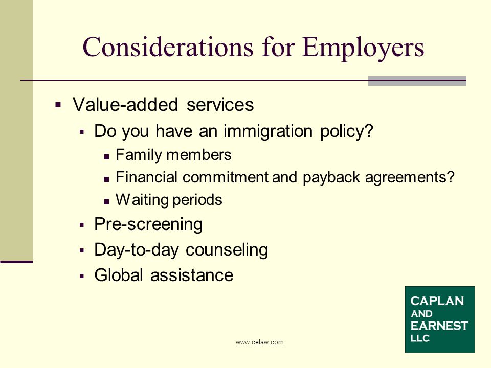  Value-added services  Do you have an immigration policy.