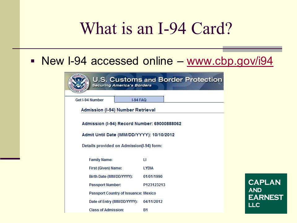  New I-94 accessed online –   What is an I-94 Card