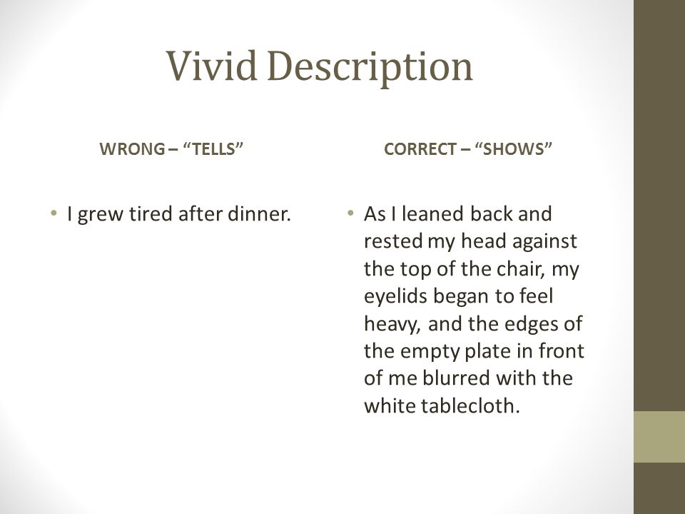 vivid description examples