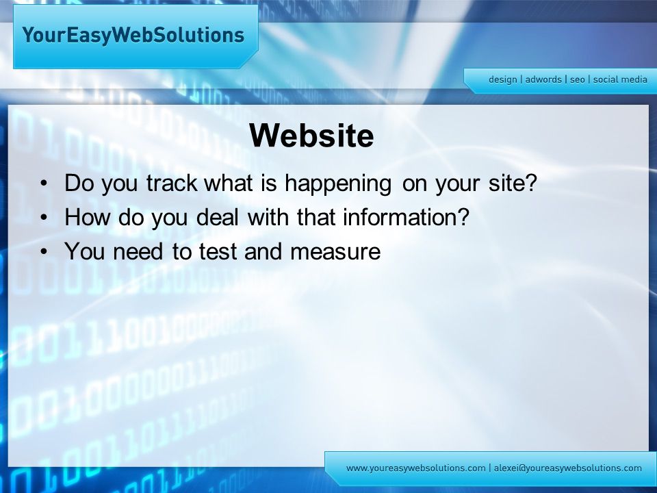 Website Do you track what is happening on your site.