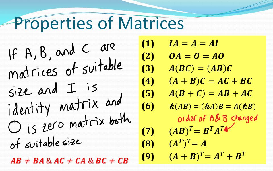 Properties of Matrices