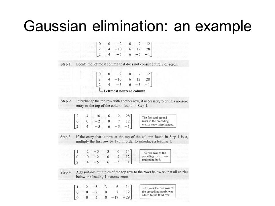 Gaussian elimination: an example