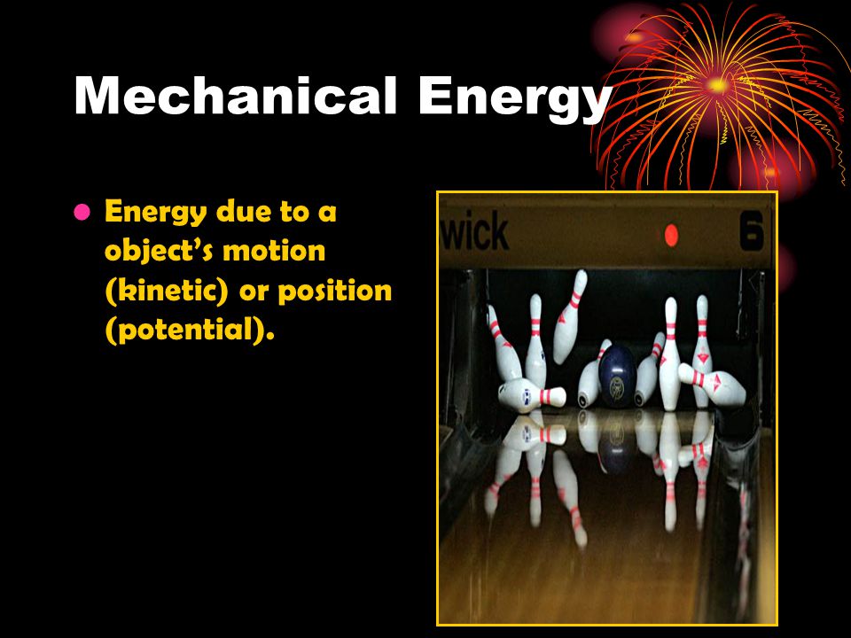 Chemical Energy Energy that is available for release from chemical reactions.