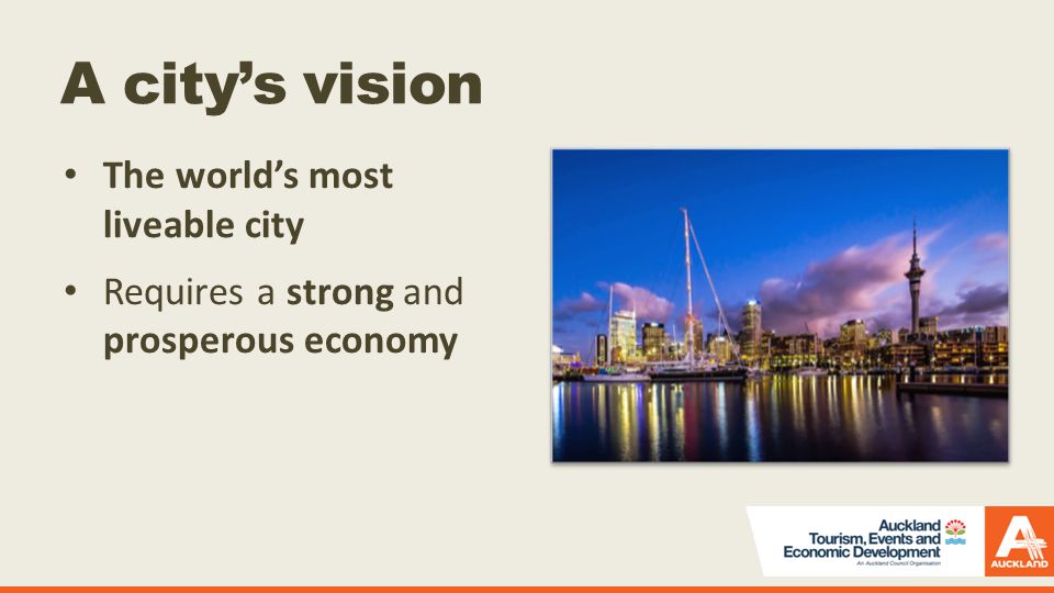A city’s vision The world’s most liveable city Requires a strong and prosperous economy