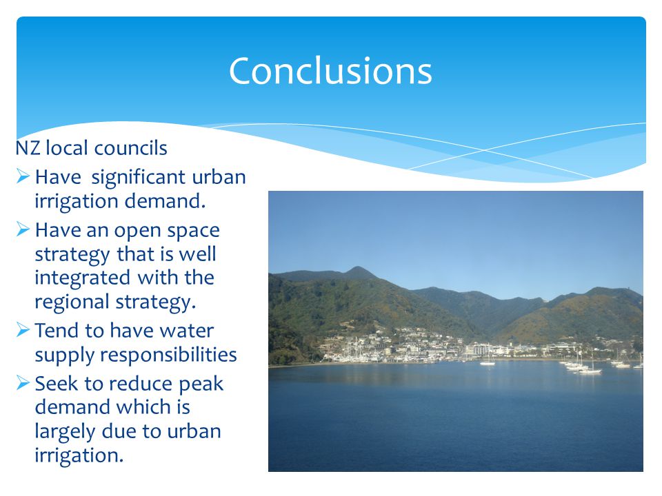 NZ local councils  Have significant urban irrigation demand.