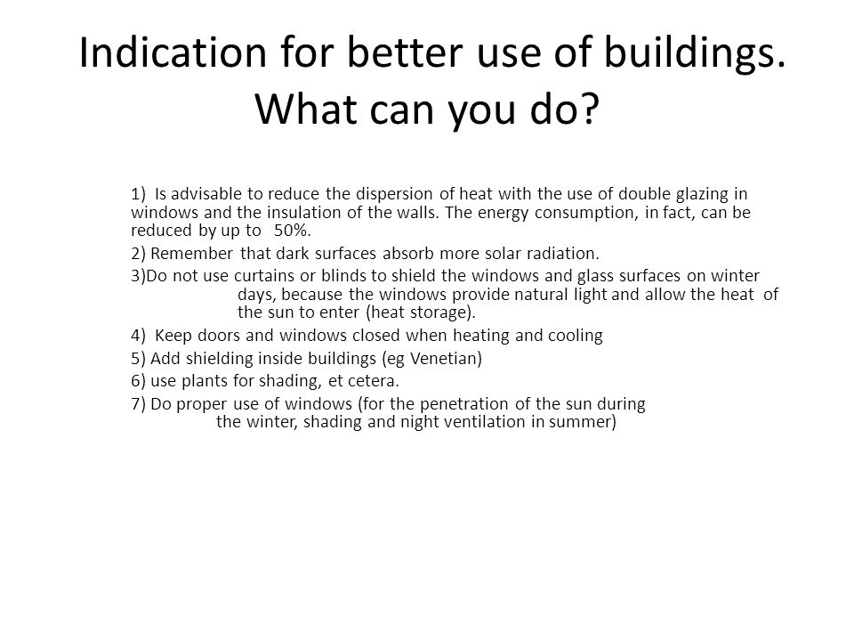 Indication for better use of buildings. What can you do.