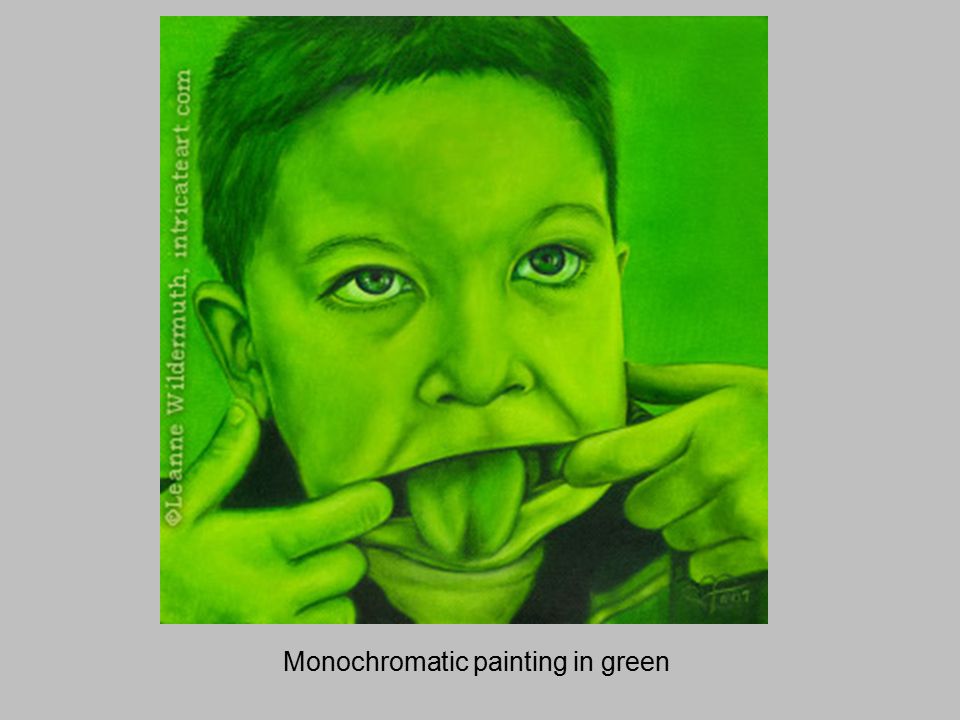 Monochromatic painting in green
