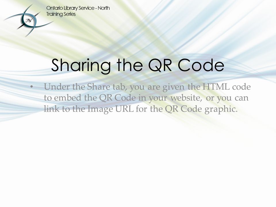 Sharing the QR Code Under the Share tab, you are given the HTML code to embed the QR Code in your website, or you can link to the Image URL for the QR Code graphic.