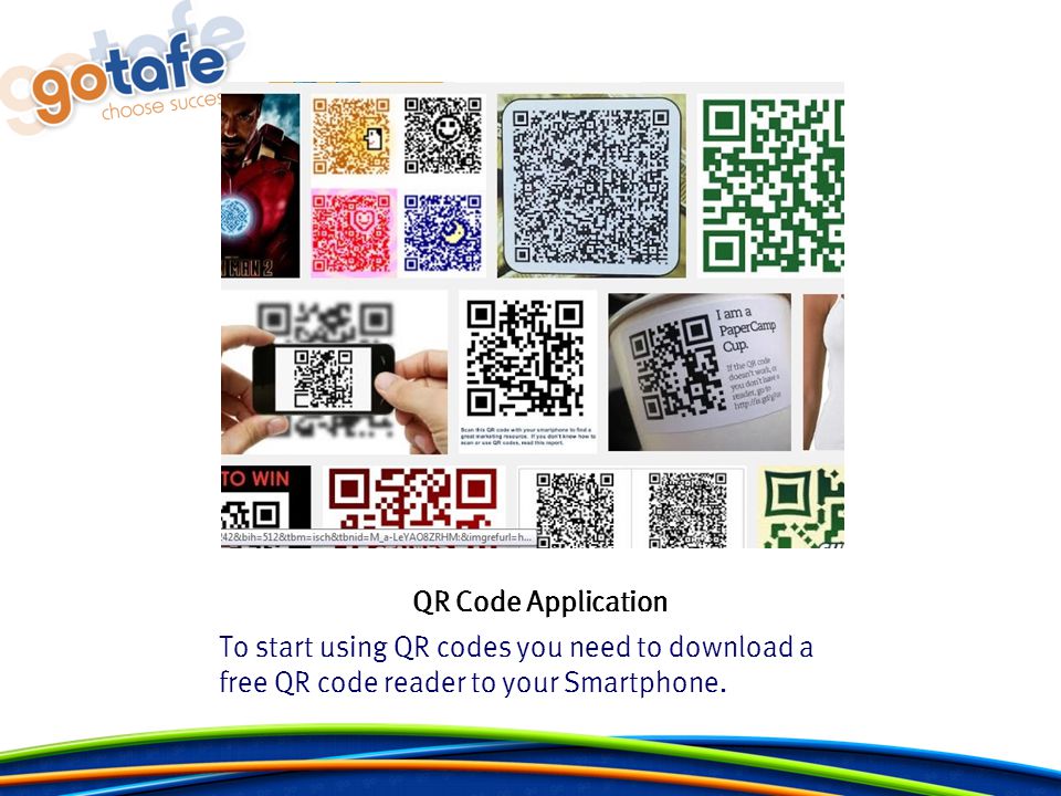 QR Code Application To start using QR codes you need to download a free QR code reader to your Smartphone.