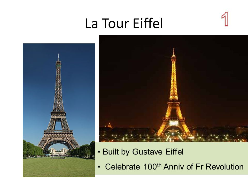 La Tour Eiffel Built by Gustave Eiffel Celebrate 100 th Anniv of Fr Revolution
