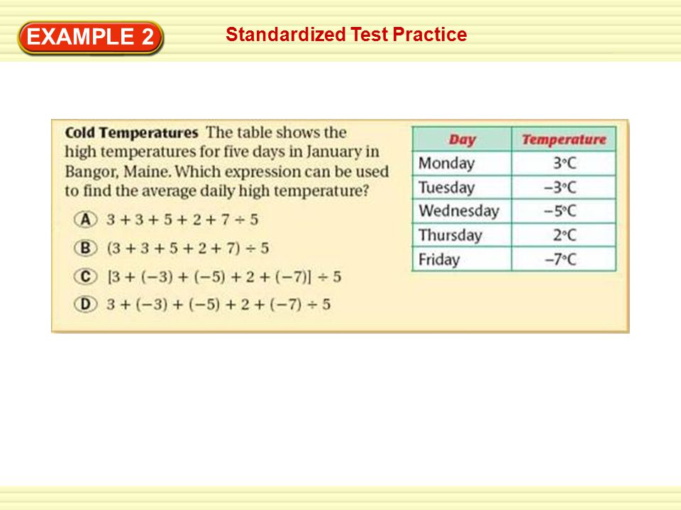 Standardized Test Practice EXAMPLE 2