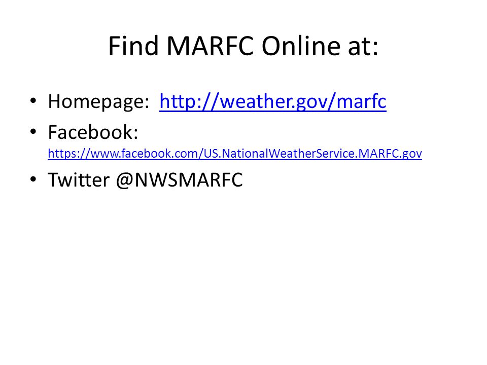 Find MARFC Online at: Homepage:   Facebook: