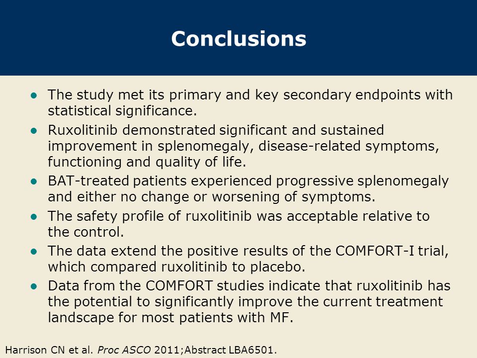 Conclusions The study met its primary and key secondary endpoints with statistical significance.