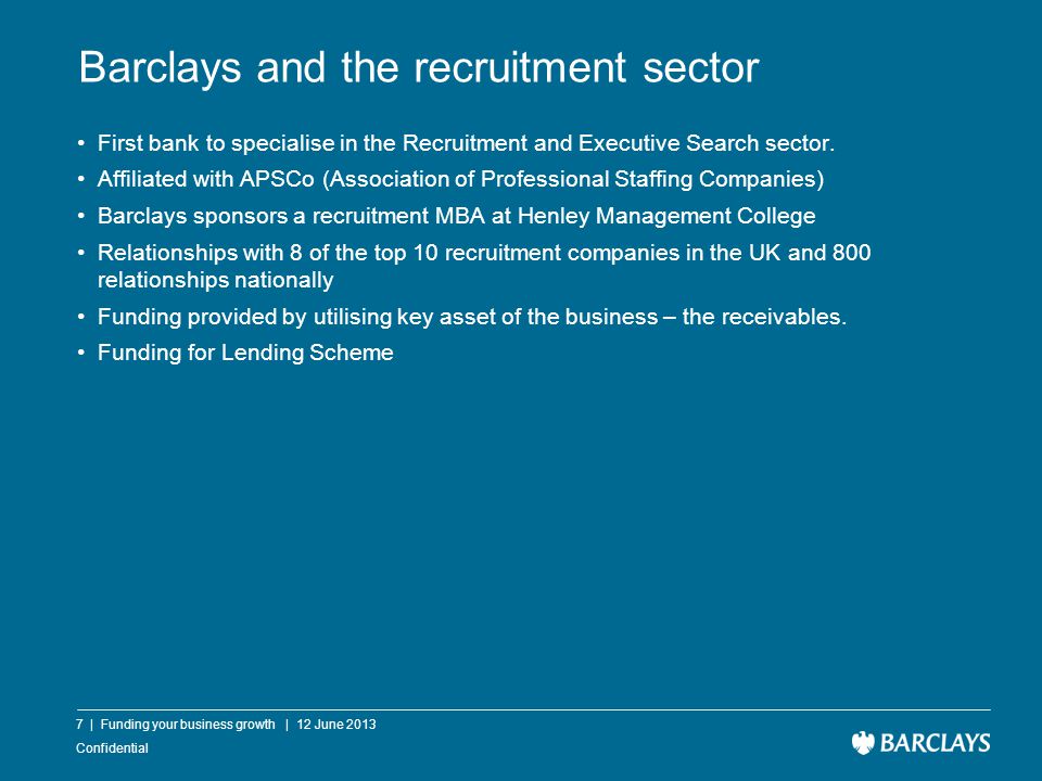 Confidential First bank to specialise in the Recruitment and Executive Search sector.