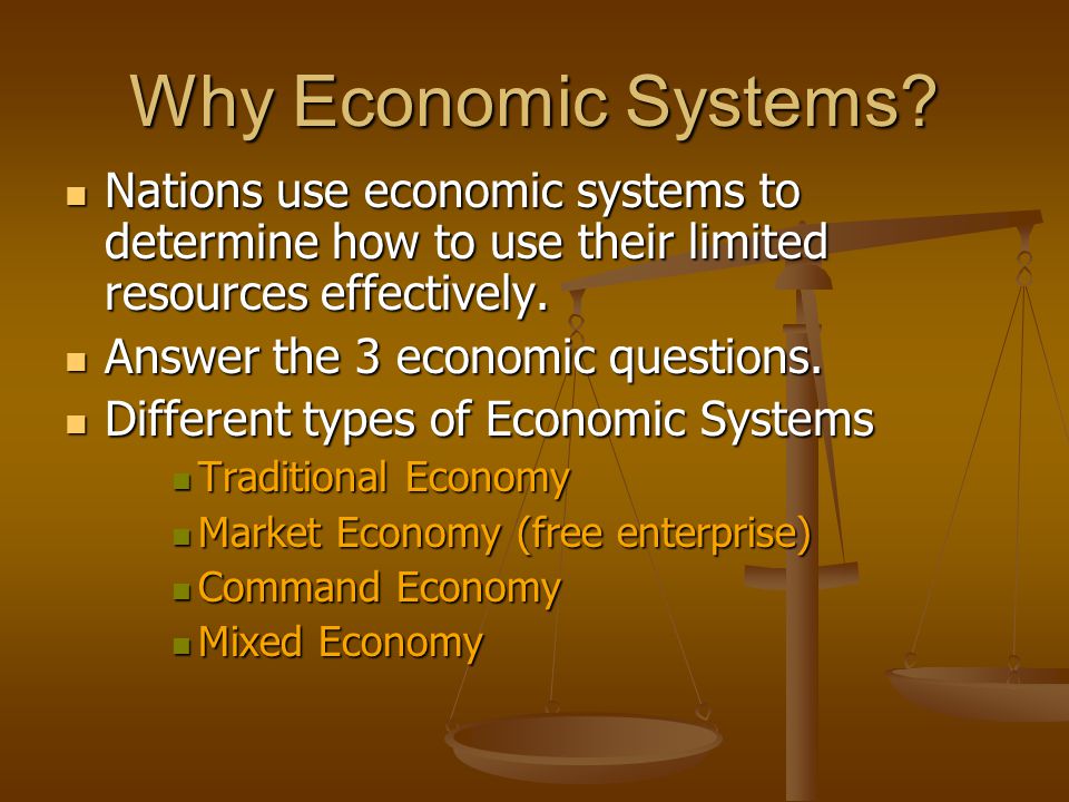 Why Economic Systems.