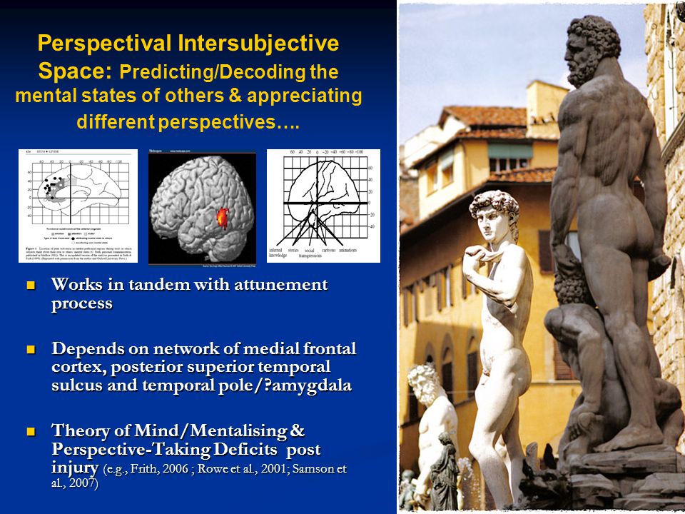 Perspectival Intersubjective Space: Predicting/Decoding the mental states of others & appreciating different perspectives….