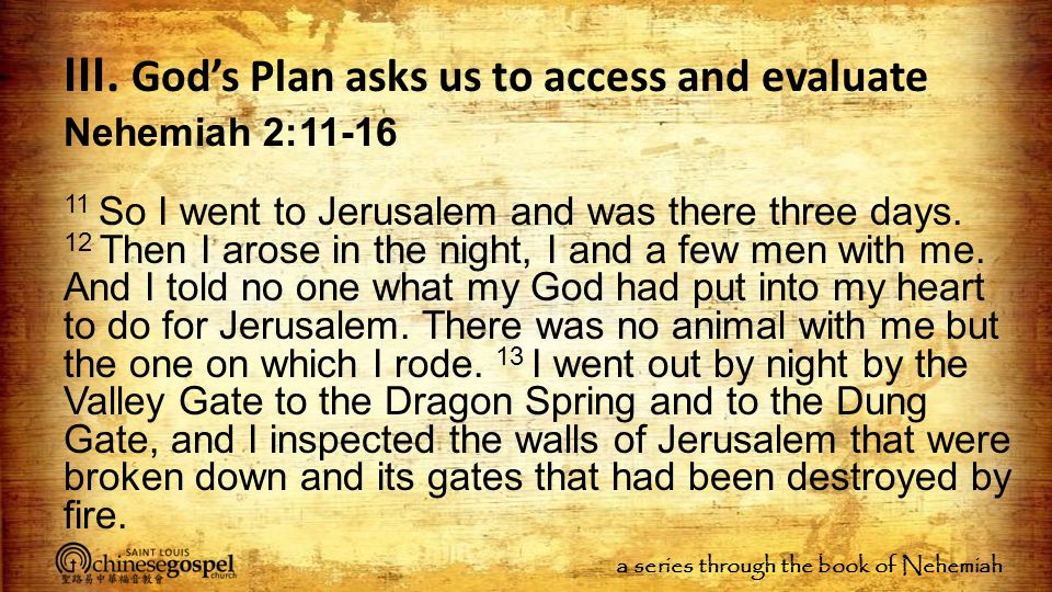 a series through the book of Nehemiah III.