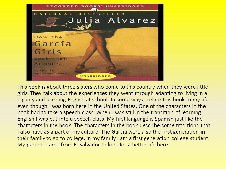 This book is about three sisters who come to this country when they were little girls.