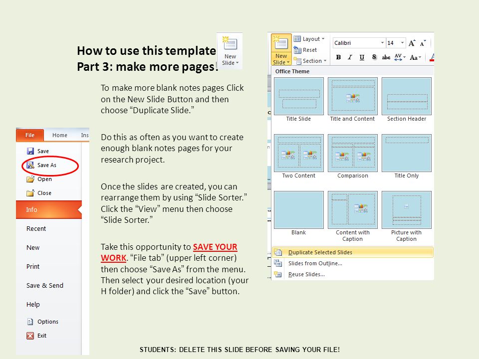 How to use this template Part 3: make more pages.