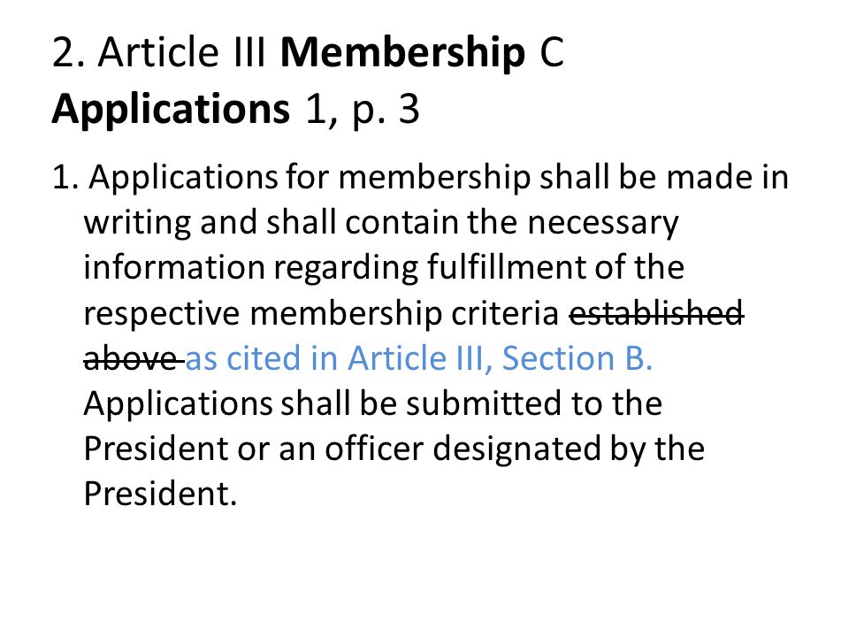 2. Article III Membership C Applications 1, p