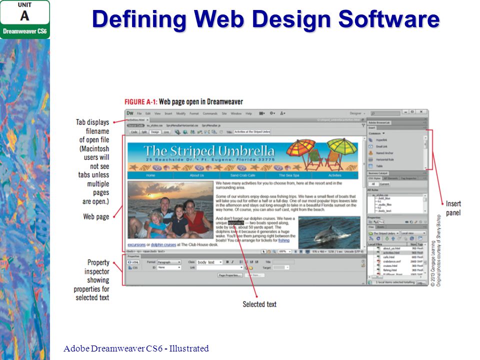 Defining Web Design Software Adobe Dreamweaver CS6 - Illustrated