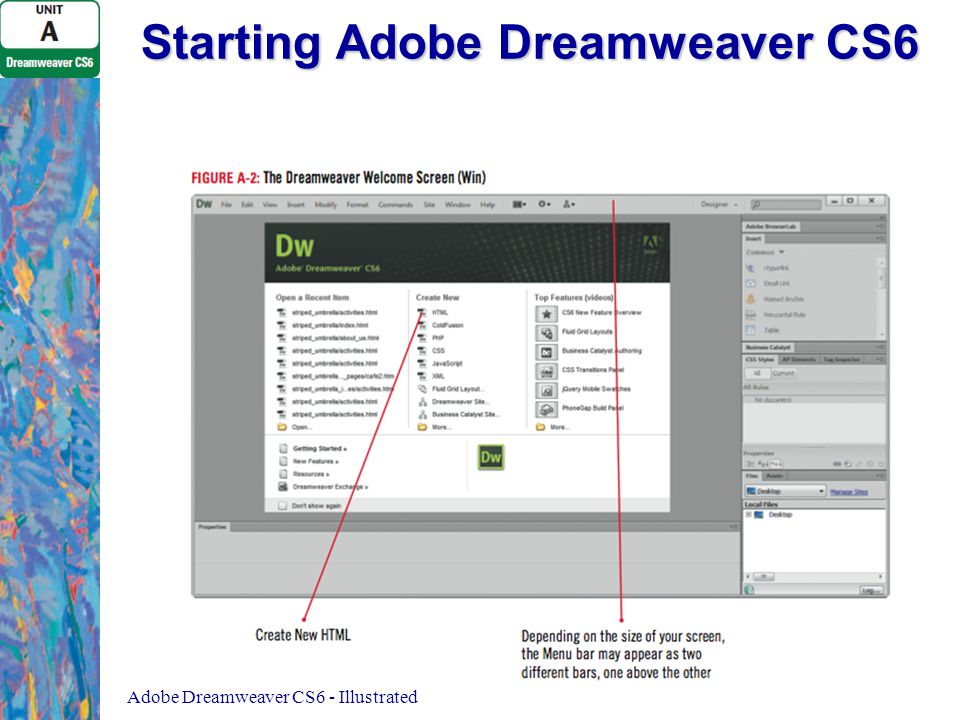 Starting Adobe Dreamweaver CS6