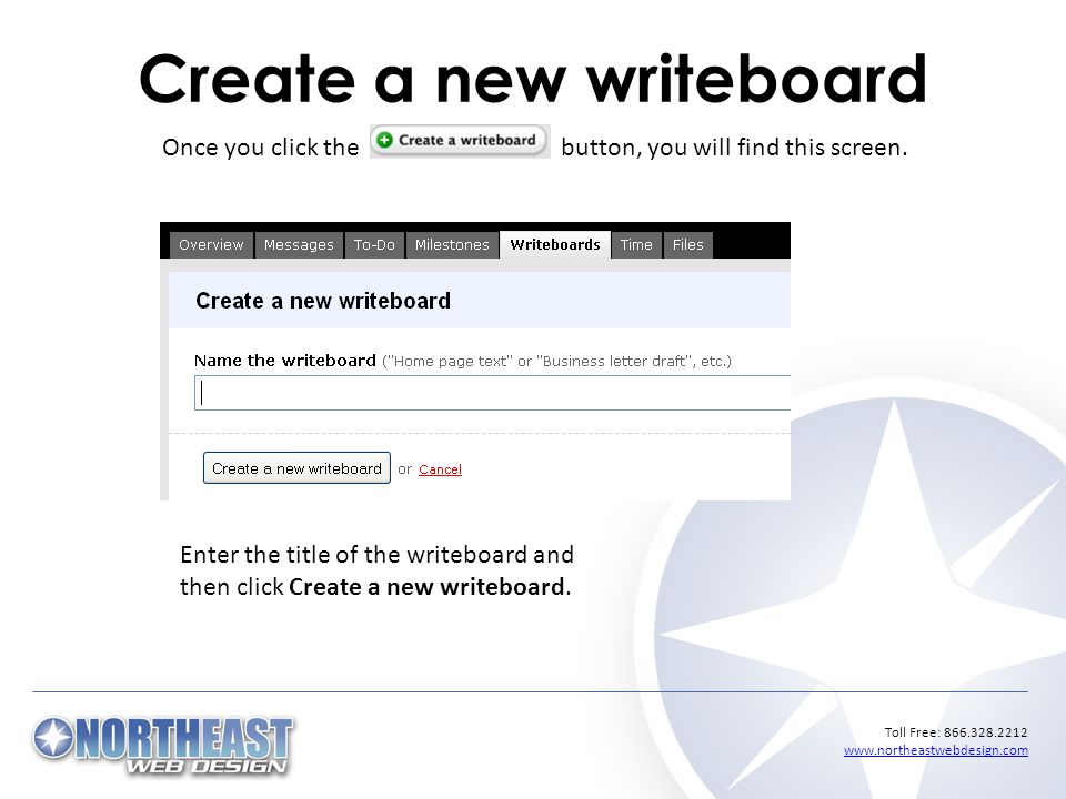 Toll Free: Create a new writeboard Once you click the button, you will find this screen.
