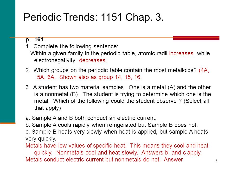 13 Periodic Trends: 1151 Chap. 3. p