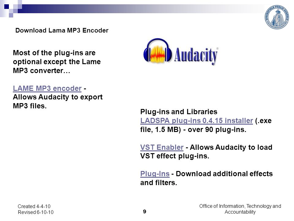 lame mp3 encoder per audacity scarica