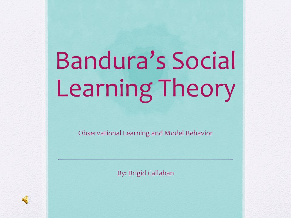 Bandura’s Social Learning Theory Observational Learning and Model Behavior By: Brigid Callahan