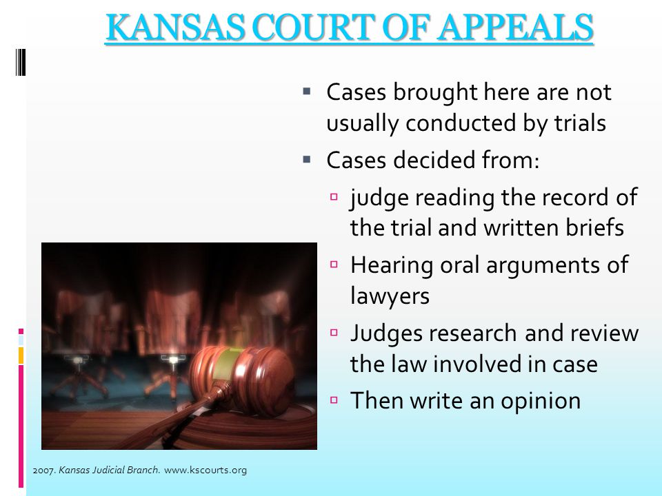 KANSAS DISTRICT COURTS  where the criminal and civil jury trials are held  ex) divorce, damage suits and small claims(limit of $4,000.)  a district court in each county  following state law, there is at least one resident judge in each county 2007.