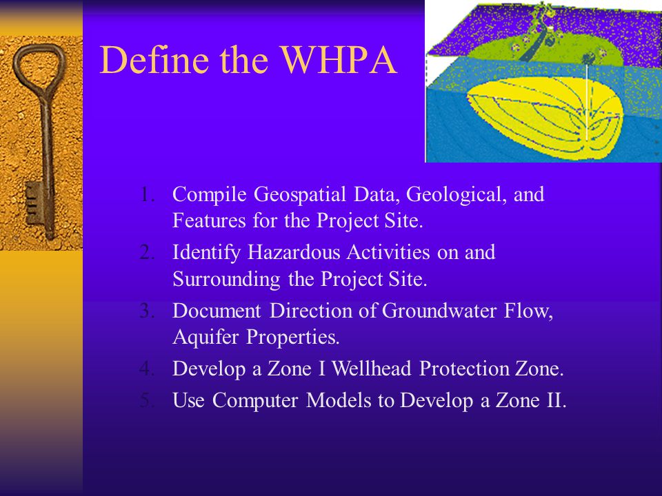 Define the WHPA 1.Compile Geospatial Data, Geological, and Features for the Project Site.