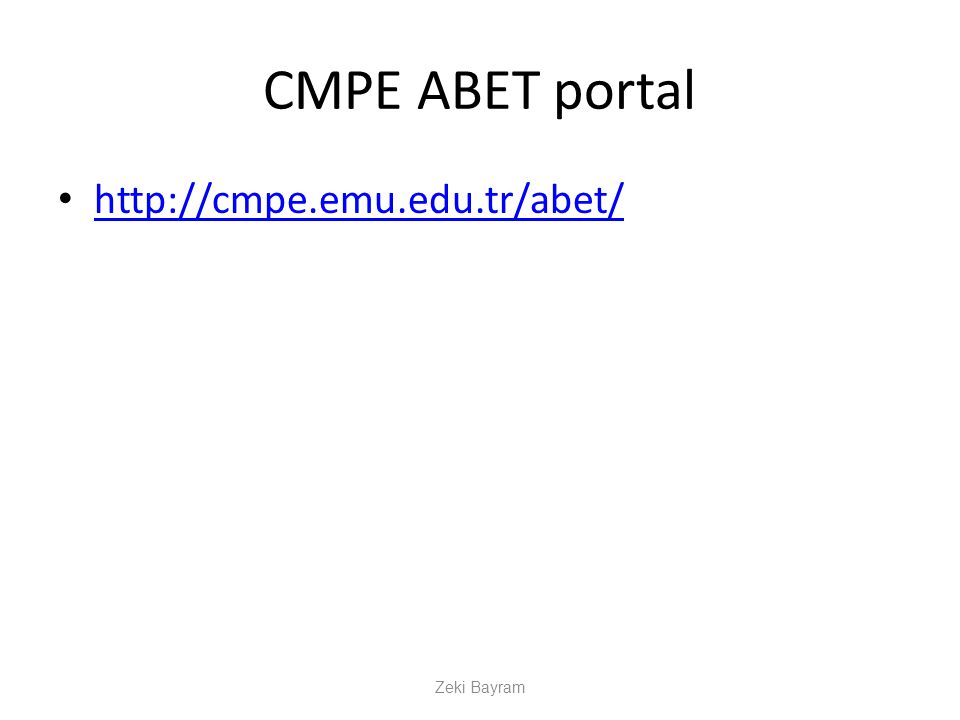 CMPE ABET portal   Zeki Bayram
