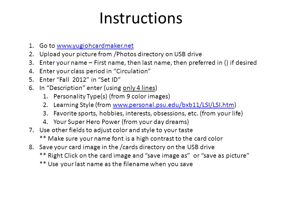 Id Card Instruction