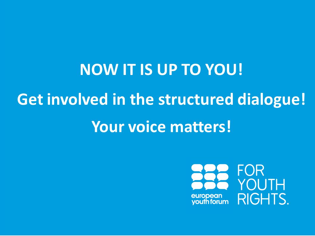 PRESENTATION NOW IT IS UP TO YOU! Get involved in the structured dialogue! Your voice matters!